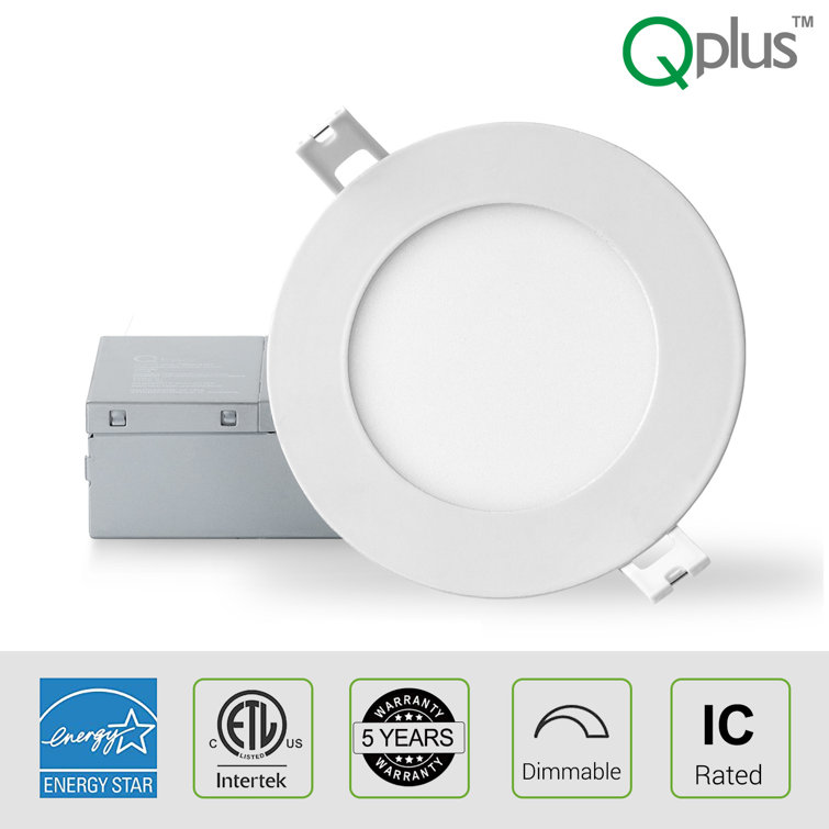 QPLUS 4 Inch Dimmable 4000K Bright White LED Recessed Light, Canless